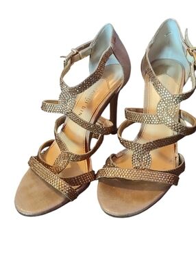 Gianni Bini Women's Strappy Gold High " Heel Sandals Size 6
